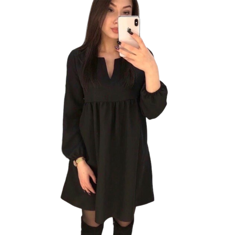 Long Sleeve V-neck Solid Color Shirt .