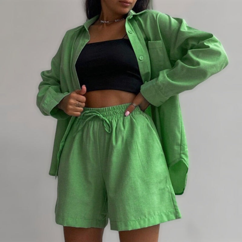 Casual Women Summer Tracksuit Shorts Two Piece Set .