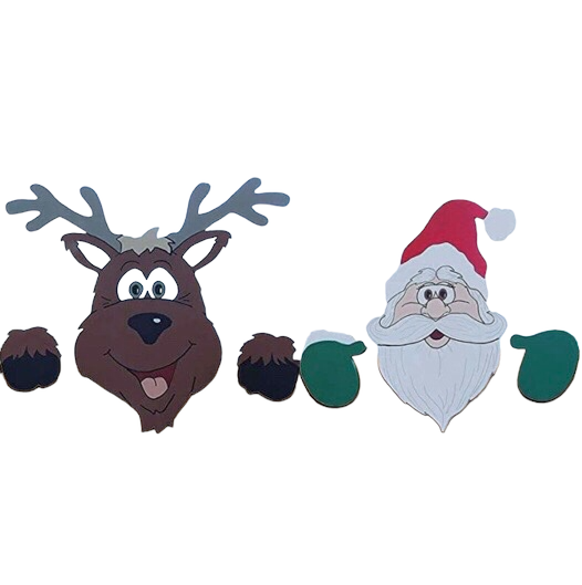 Outdoor christmas decoration Santa Claus Fence Peeker