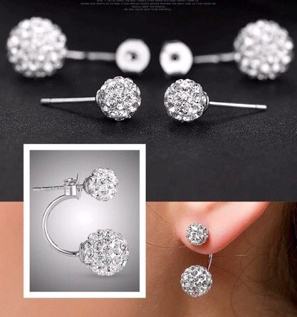 925 Silver Needle Fashion U Bend Shiny Ball Ladies Stud Earrings Jewelry Allergy Free