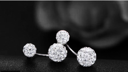 925 Silver Needle Fashion U Bend Shiny Ball Ladies Stud Earrings Jewelry Allergy Free