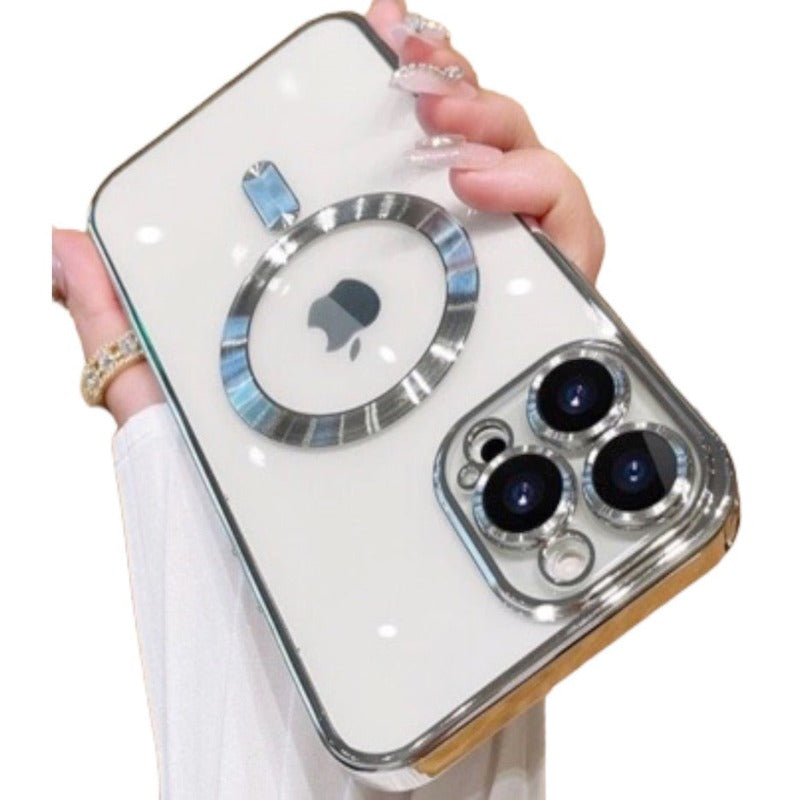 Luxury Transparent Magnetic For Magsafe Wireless Charging Case For iPhone 14 Plus 13 12 11 Pro Max Clear Plating Silicone Cover