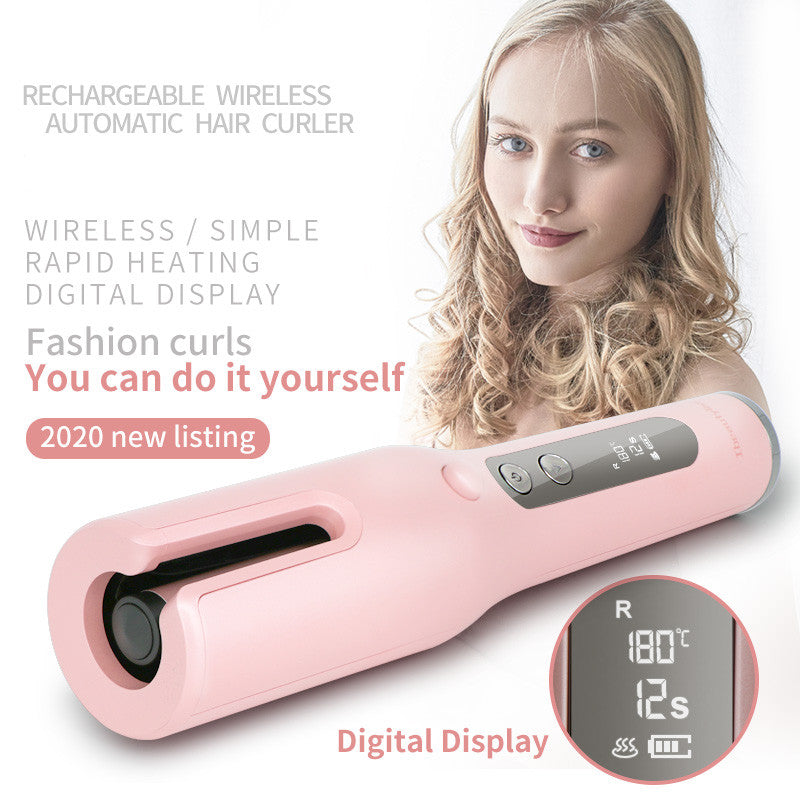 Wireless Automatic Curler USB, LCD Screen Ceramic Heating Anti-perm Curler.