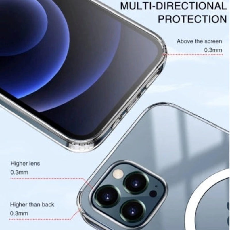 Luxury Metal Bumper For Magsafe Magnetic Wireless Charging Case For iPhone 13 12 Pro Max Transparent With Lens Protector Cover