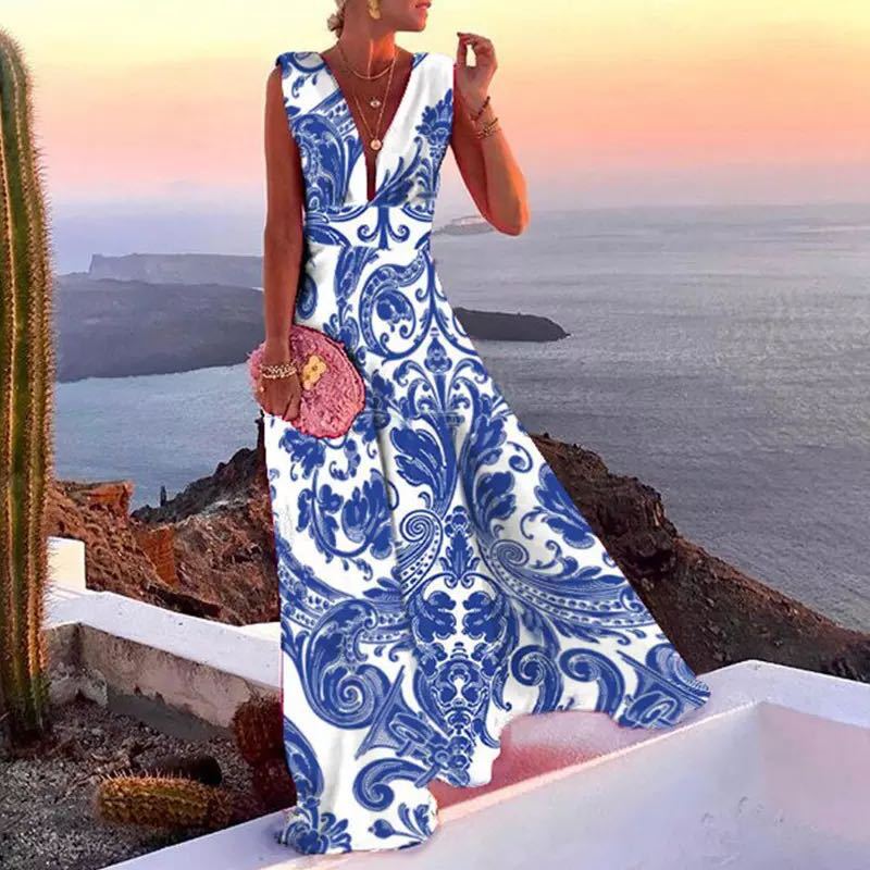 Women Elegant Solid Color V Neck backless Party Dress