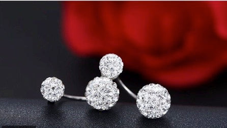 925 Silver Needle Fashion U Bend Shiny  Ball Ladies Stud Earrings Jewelry Allergy Free