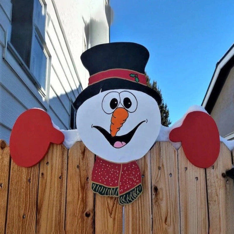 Outdoor christmas decoration Santa Claus Fence Peeker