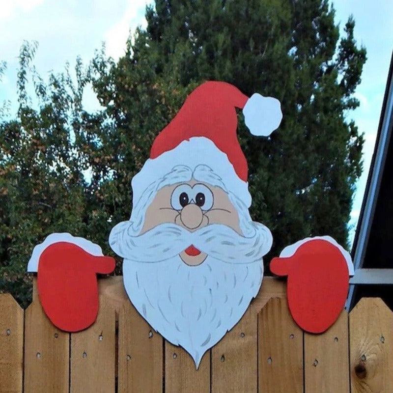 Outdoor christmas decoration Santa Claus Fence Peeker