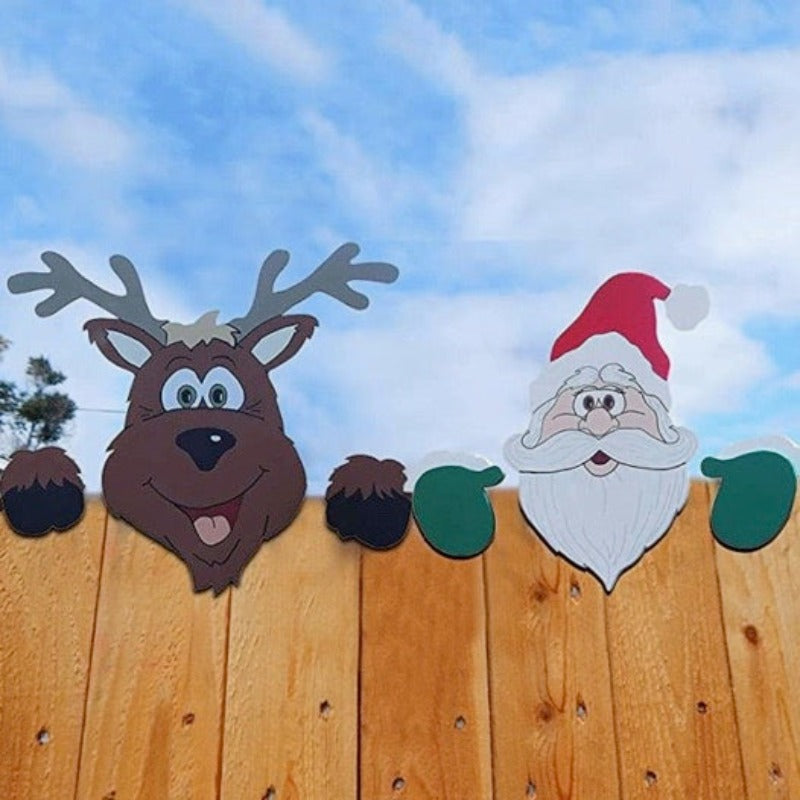 Outdoor christmas decoration Santa Claus Fence Peeker
