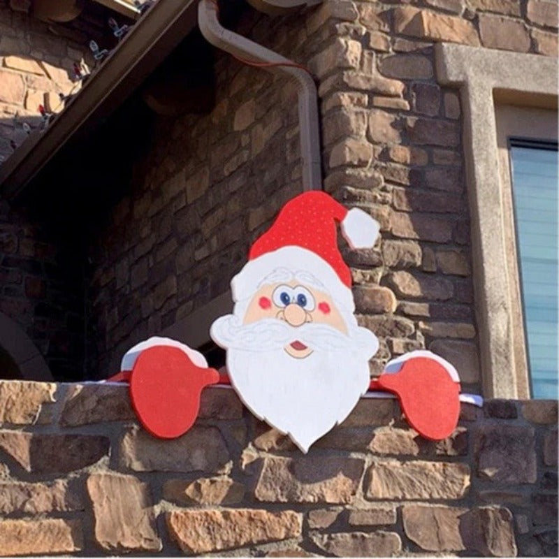 Outdoor christmas decoration Santa Claus Fence Peeker