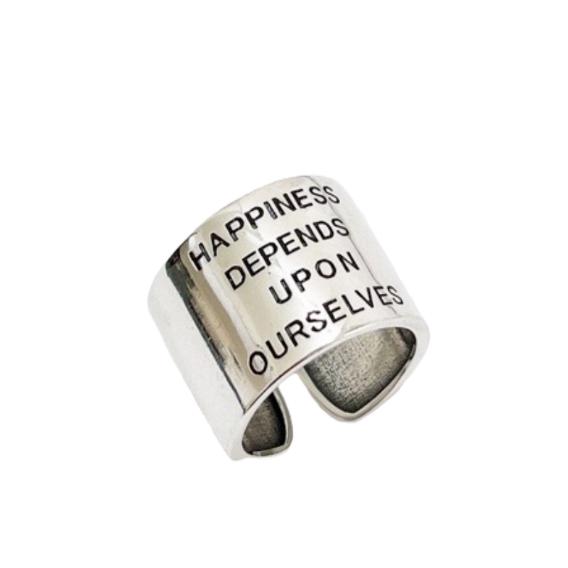 100% Solid 925 Sterling Silver Letters Open Rings For Women