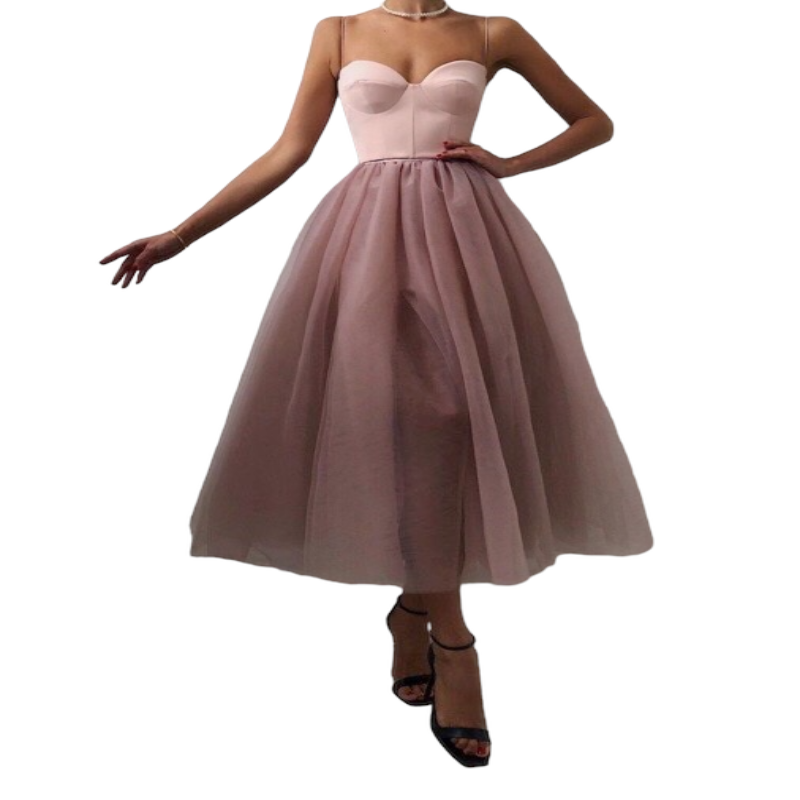 Mesh French Retro Dress .
