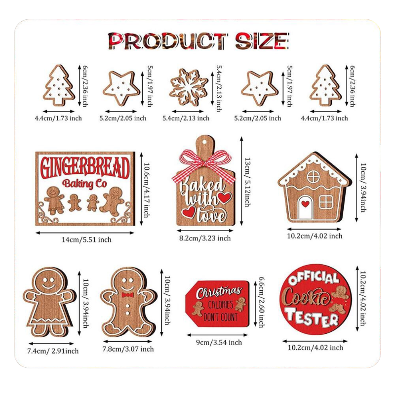 Gingerbread Themed Tiered Tray Decor ( 1 set * 12 pieces )