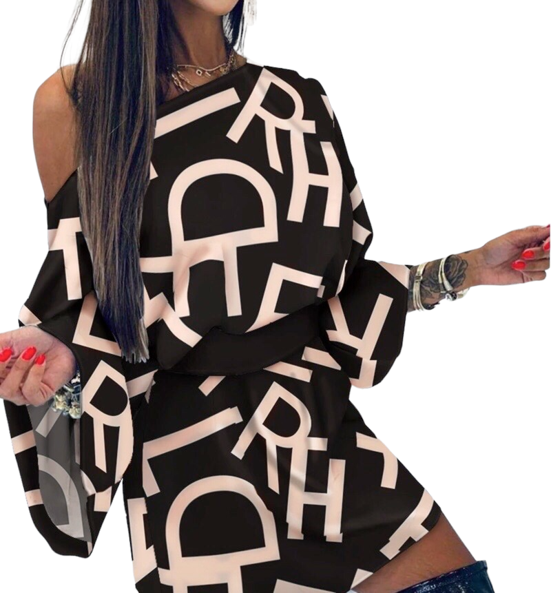 Autumn Women Letter Print Mini Dress 2023.