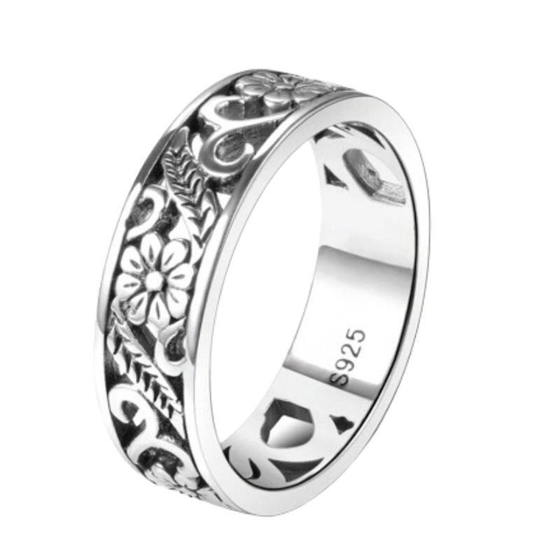 Vintage 925 Sterling Silver Rings for Women Flower Shaped