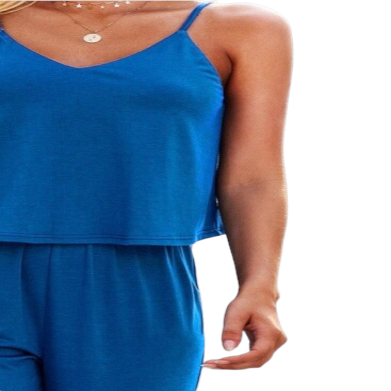 Women's Halter Solid Color Pocket Jumpsuit