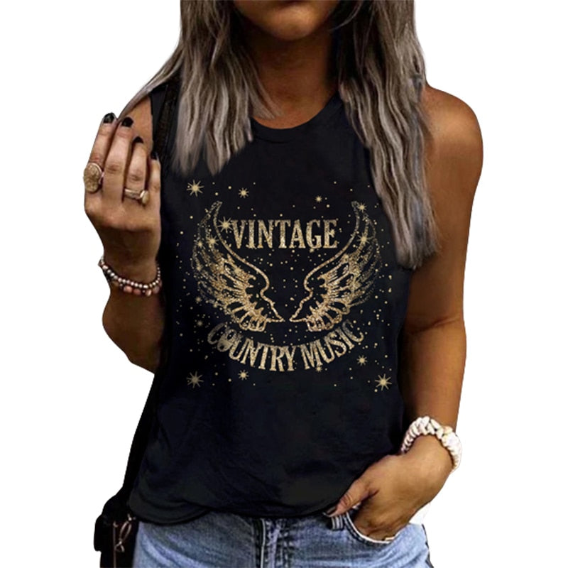 Vintage Country Music Tank Tops for Women .