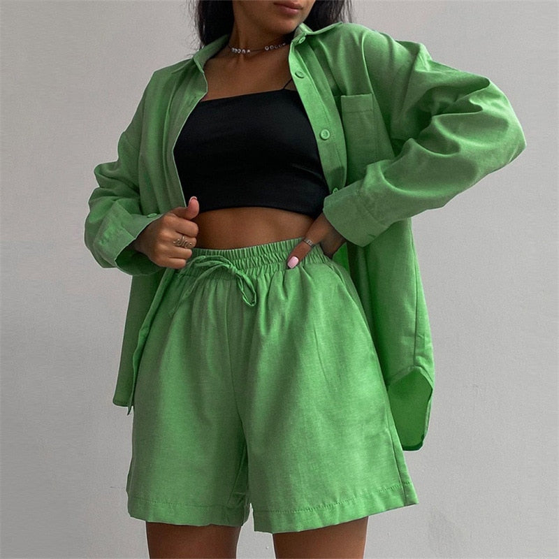 Casual Women Summer Tracksuit Shorts Two Piece Set .